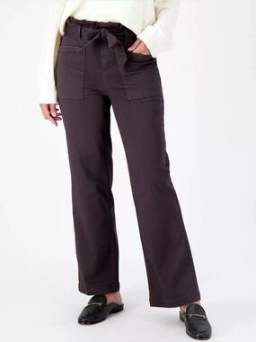 Candace Cameron Bure Pacific dark grey wide leg belted jeans high rise sz 14P